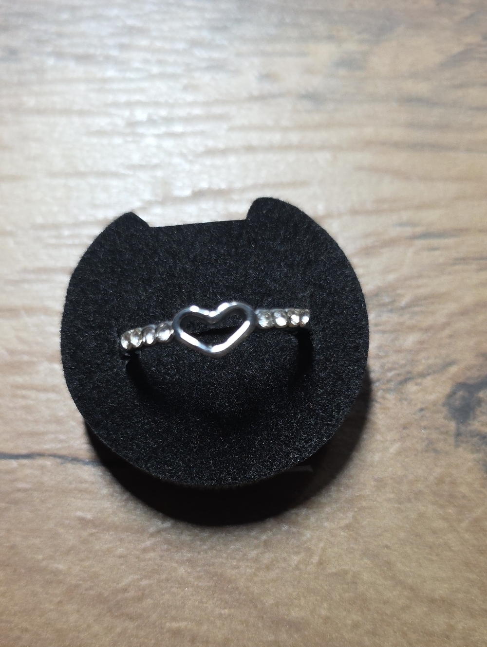 Silver Heart Open-Shape Beaded Ring - Women's Jewelry